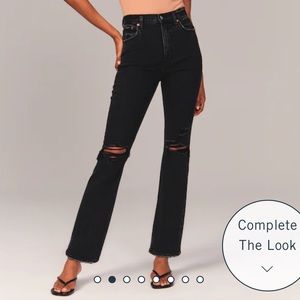 Abercrombie Ultra High Rise Straight Jeans Blacked Ripped Size 26/2